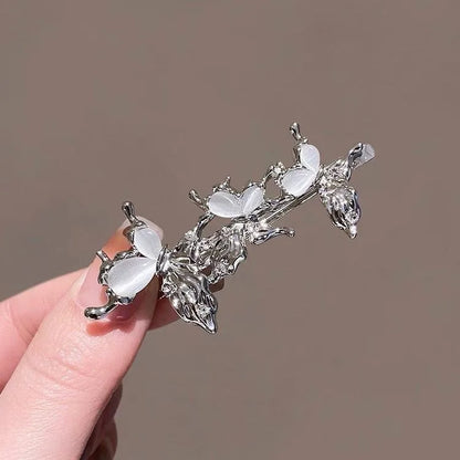 sengpan Y2K Irregular Liquid Metal Hairpin Butterfly Zircon Hair Clips Girl Fashion Silver Bang Clip For Women Hair Accessories