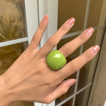 sengpan Classic Candy Color Acrylic Ring Exaggerated Geometric Ring Hand Jewelry Wholesale Women's Accessories