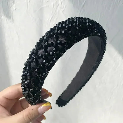 sengpan Rhinestone Hair Hoop Sweet Headbands for Women Braided Handmade Diamond Crystal Hairband Hair Styling Accessories