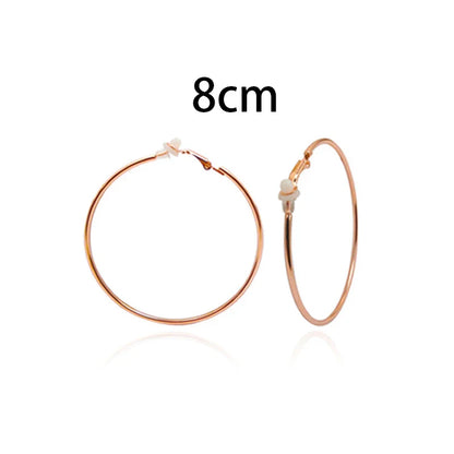 sengpan Round Circle Hoop Earrings Clip Without Piercing Women Gold Silver Stainless Steel Plating Rings Ear Clips Fashion Jewelry Gift