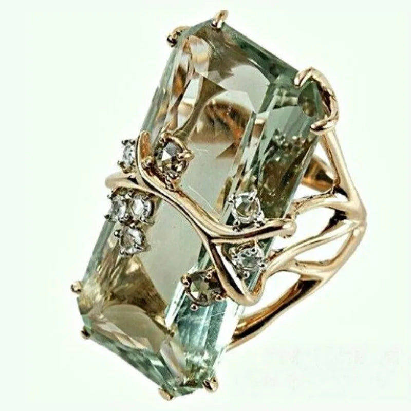 sengpan Stunning Silver Plated Cocktail Ring with Large Square Zircon - Perfect for Daily Outfits and Parties