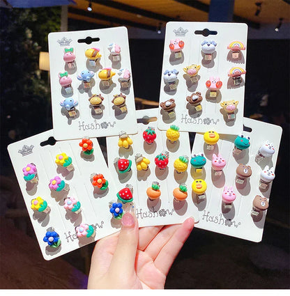 Lianfudai New 10pcs Cute Girls Earrings Ear Clip No Ear Hole Flower Earrings Children Princess Girls Birthday Gifts Kids Accessories