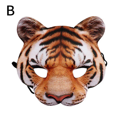 sengpan 3D Tiger Pig Bunny Rabbit Leopard Half Face Mask Creative Funny Animal Halloween Masquerade Party Cosplay Costume Decor