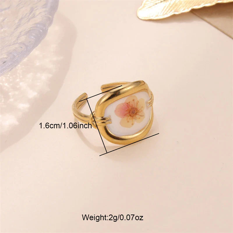 sengpan Ins Retro Women's Fashion Jewelry Eternal Flower Series Stainless Steel Ring Love Accessories Open Ring