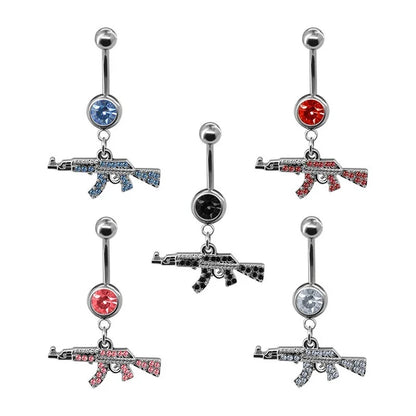 sengpan Belly Button Rings Gun Piercing Navel Ring Clear Gem Navel Button Ring Body Jewelry Ombligo Nail Belly Piercing for Women Girls