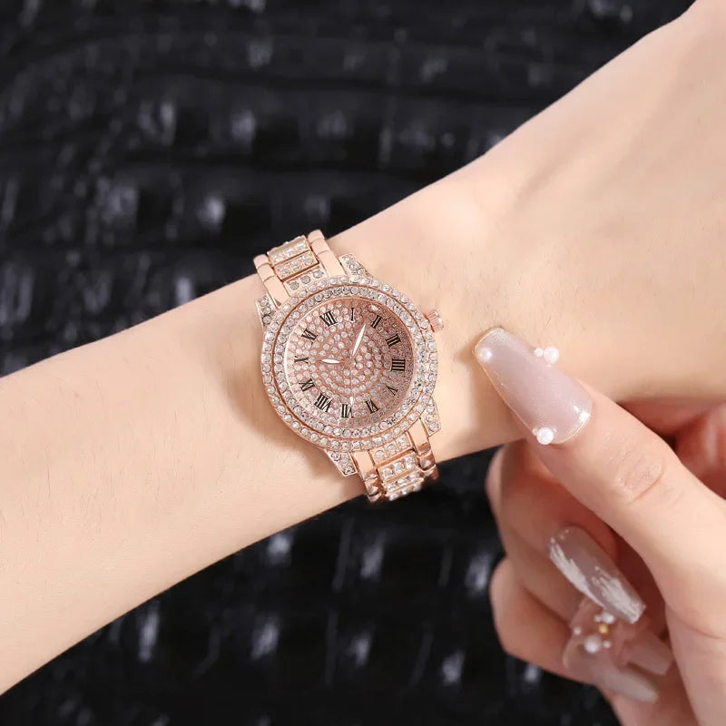 Lianfudai Top NEW Luxury Full Diamond Watch for Women Elegant Brand Quartz Steel Watches Ladies Zircon Crystal Fashion Wristwatch Clock