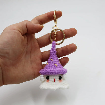 sengpan Creative Knitting Ghost Keychain Pendant Halloween Home Decoration Funny Handmade Crochet Ghost Doll Ornament Christmas Gifts