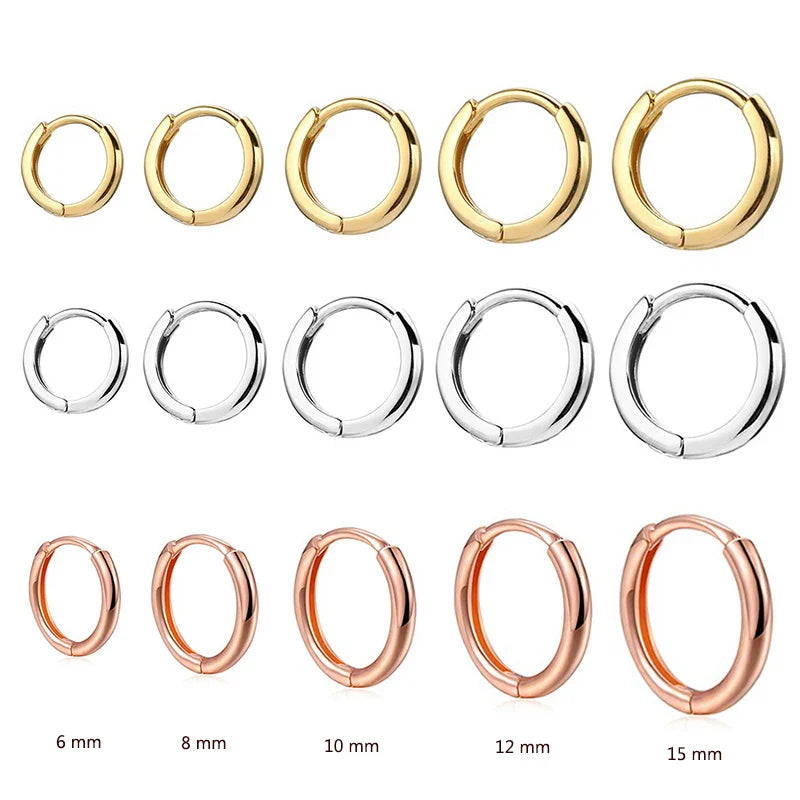 sengpan 1Pair Single Minimal Gold Color Tiny Cartilage Hoop Earrings Stainless Steel Trendy Glossy Small Huggie Earring Piercing Jewelry