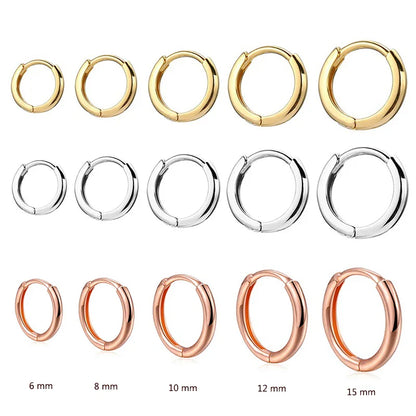 sengpan 1Pair Single Minimal Gold Color Tiny Cartilage Hoop Earrings Stainless Steel Trendy Glossy Small Huggie Earring Piercing Jewelry