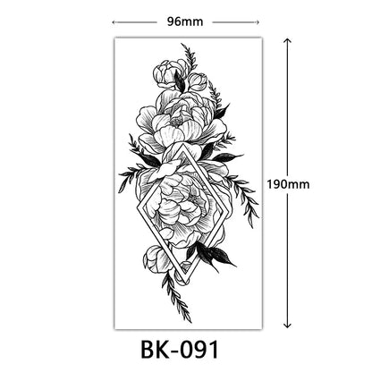 sengpan Black Flower Tattoo Stickers for Hand Arm Waterproof Temporary Tattoos for Women Butterfly Fake Tattoo Sleeve Tatoos Girls