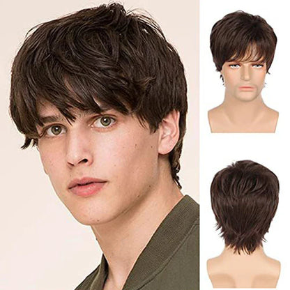 sengpan Synthetic Men Short Straight Wig Black for Male Hair Fleeciness Realistic Natural Headgear Hair Heat Resistant for Daily Party