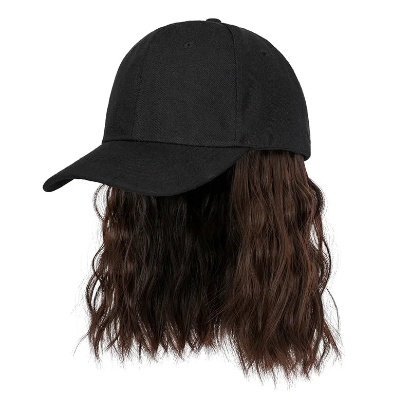 sengpan Wig Caps Women One-piece Fashion Wig Hat Short Curly Hair Wig Hats Kpop Trends Baseball Caps Casual Daily Bonnets Cotton Bonnet