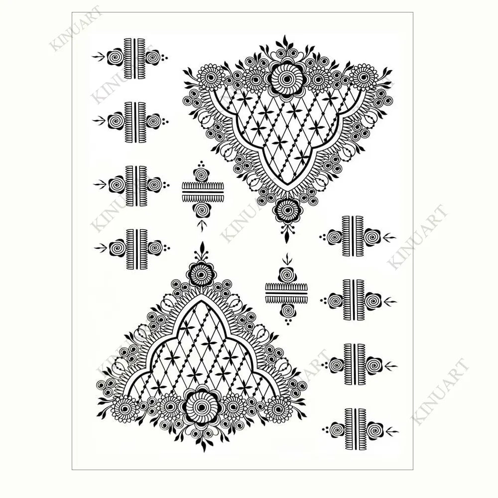 sengpan Black Henna Tattoo Stickers Temporary Tattoo for Women Wedding Lace Flower Mehndi Tattoo Waterproof Fake Tatoo Festival Body Art