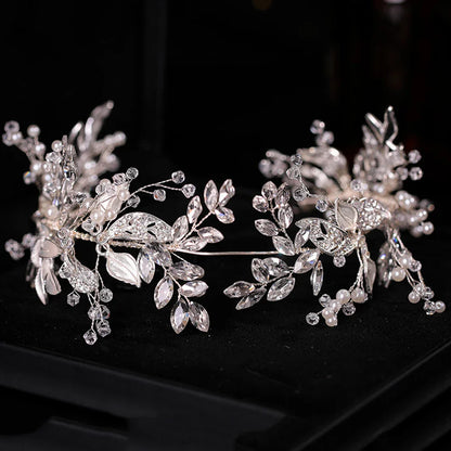 sengpan Women Hair Accessories Crystal Leaf Headbands Bridal Hairband Wedding Bridal Hair Comb Hair Clip Headdress Jewelry Gift