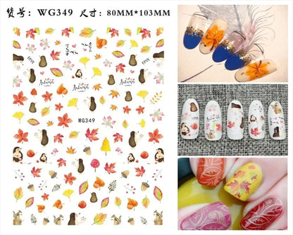 sengpan Simple Flowers 3D Nail Stickers Spring Summer Blossom Floral Tulip Fruit Nail Art Decals Adhesive Sliders Manicure Decorations