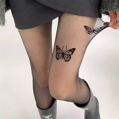 sengpan JK Lolita Girls Tights Pantyhose Butterfly Tattoo Y2k Girls Thigh High Stockings Pantyhose Lingerie Sexy Women Tights Pantyhose