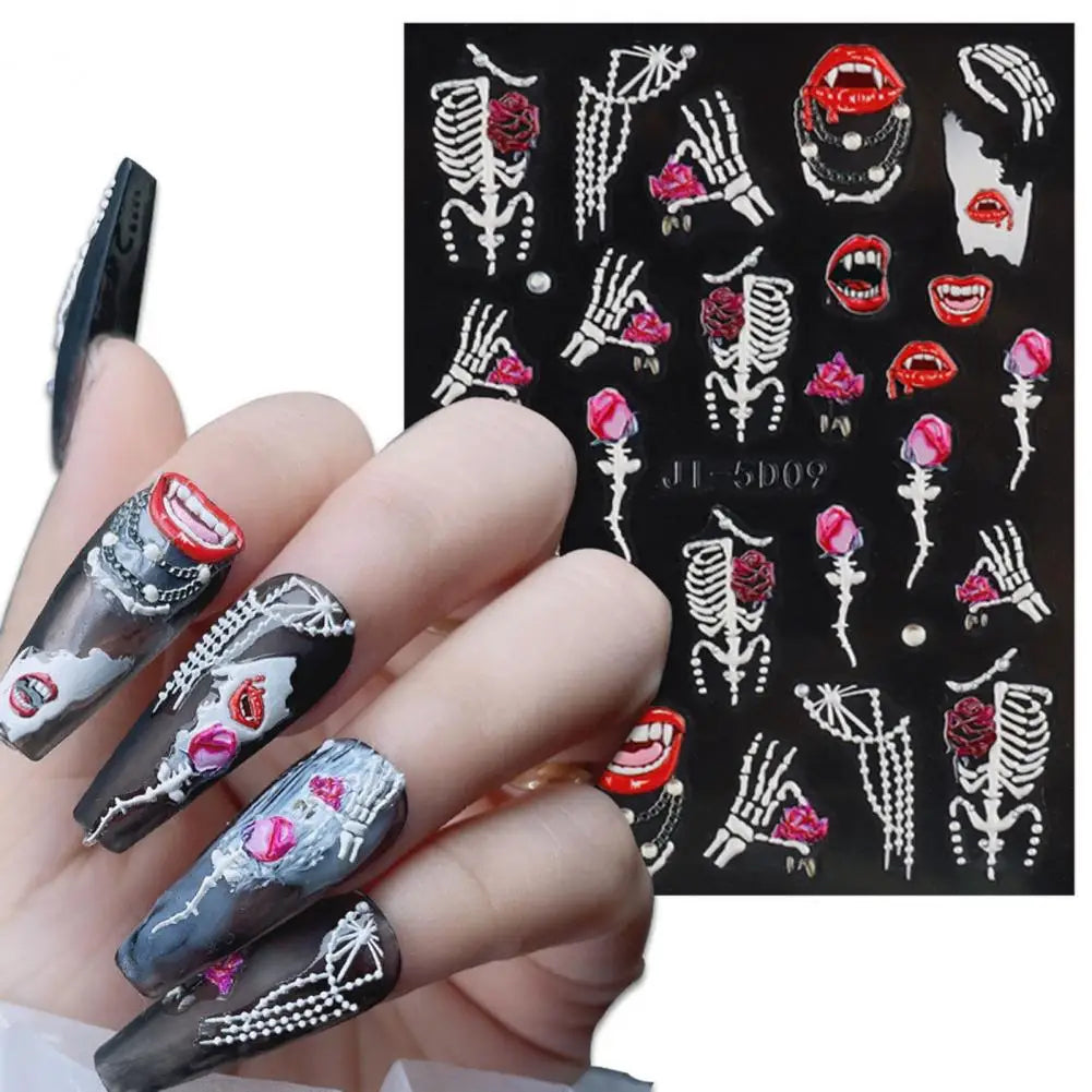 sengpan Fingernail Decal Excellent Eye-catching Halloween Decal DIY Nail Sticker Scary Manicures Ornament for Nail Salon