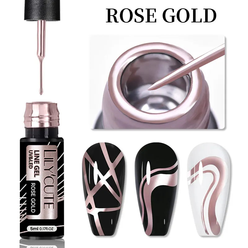 sengpan Super-Bright Metallic Painting Liner Gel Polish Silver Gold Mirror Gel Nail Polish Semi Permanent UV Nail Art Vernis