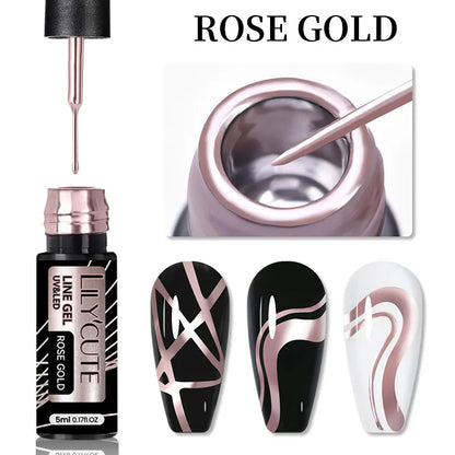 sengpan Super-Bright Metallic Painting Liner Gel Polish Silver Gold Mirror Gel Nail Polish Semi Permanent UV Nail Art Vernis