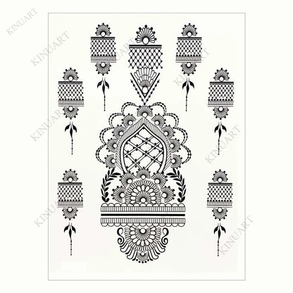 sengpan Black Henna Temporary Tattoos Lace Flower Mehndi Tattoo Sticker for Women Wedding Waterproof Fake Tattoo Festival Body Art Hena