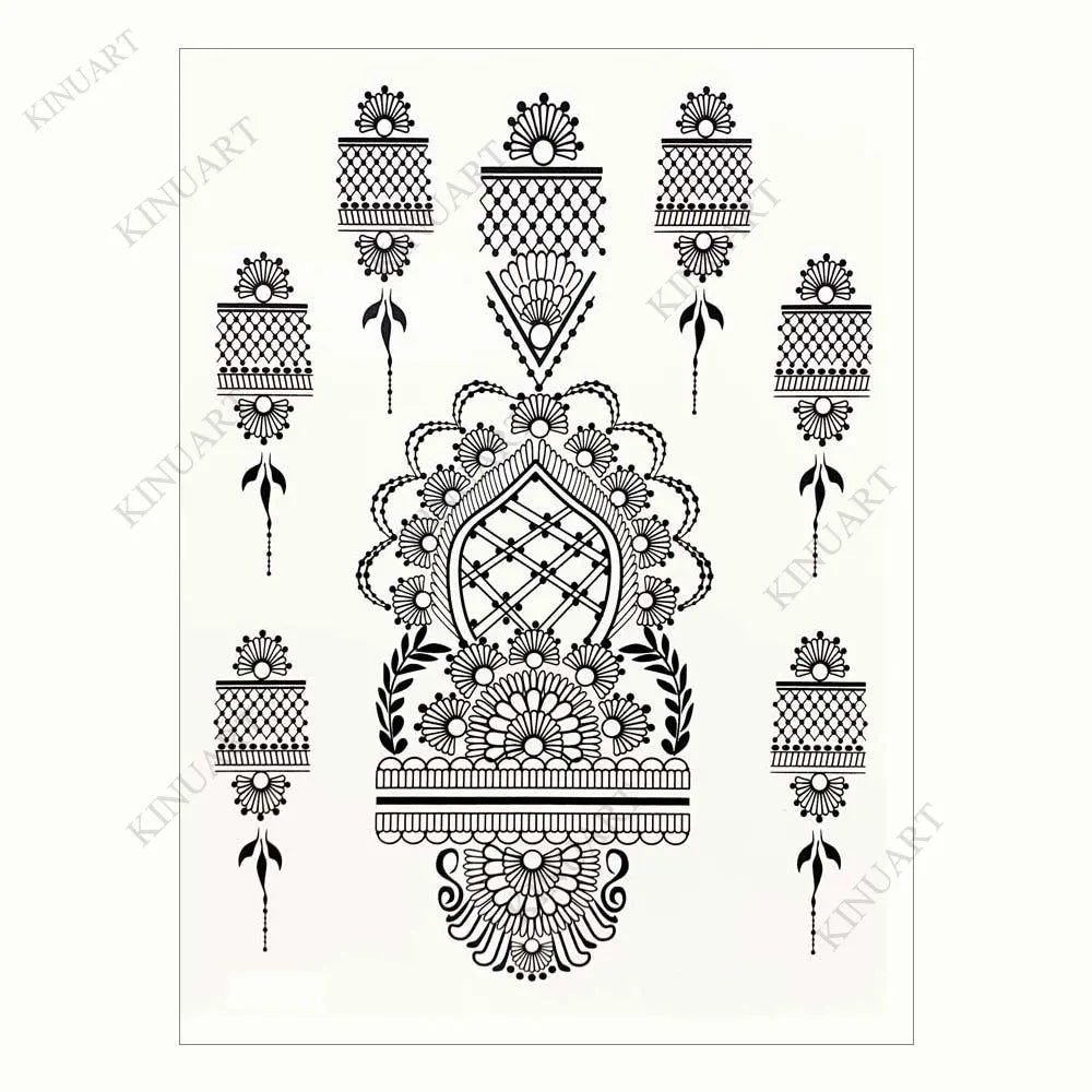 sengpan Black Henna Tattoo Stickers Temporary Tattoo for Women Wedding Lace Flower Mehndi Tattoo Waterproof Fake Tatoo Festival Body Art