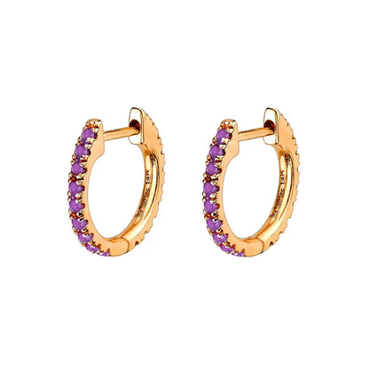 Lianfudai Violet Cubic Zirconia Hoop Dangle Earrings For Women Fashion Gold Plated Earring Set 2024 Jewelry Accessories Wholesale