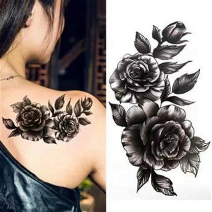 sengpan Dark Flower Sexy Tattoo Temporary Waterproof Female Stickers Chest ArmThigh Fashion Tatuajes Temporales Para Mujer Fake Tattoos