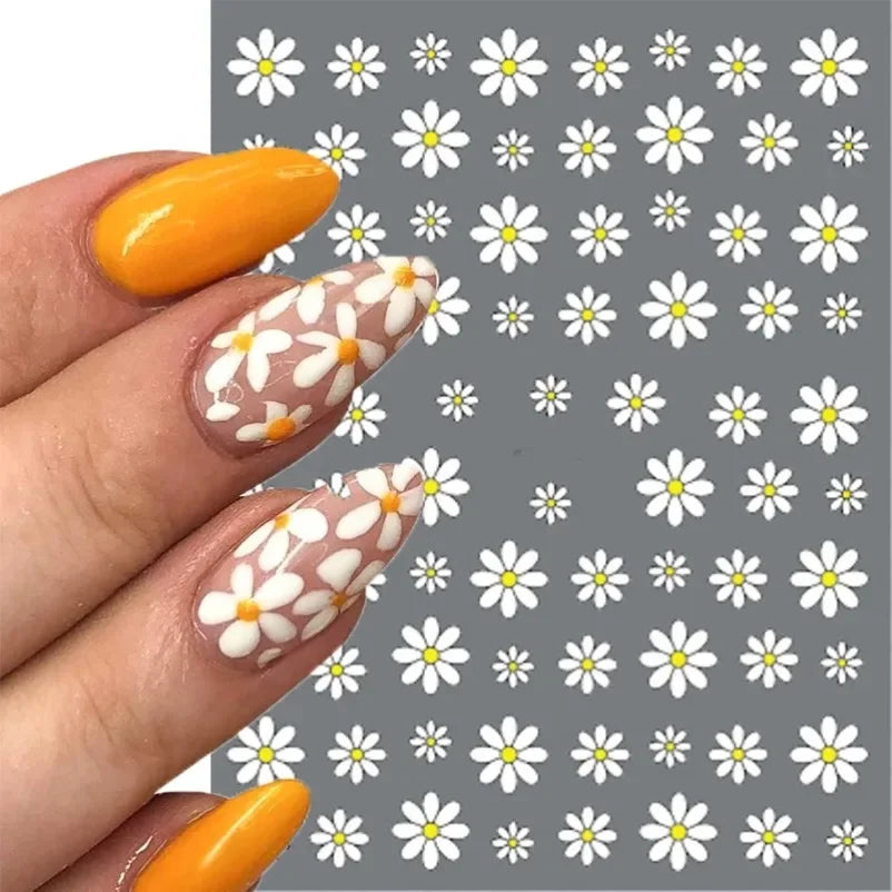 sengpan Simple Flowers 3D Nail Stickers Spring Summer Blossom Floral Tulip Fruit Nail Art Decals Adhesive Sliders Manicure Decorations