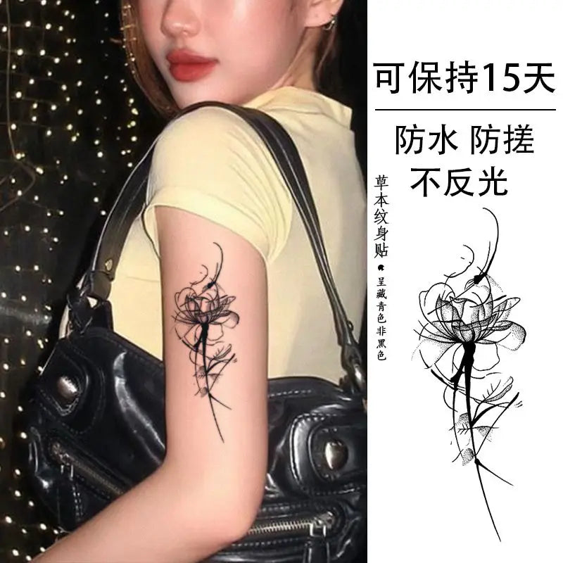 sengpan Herbal Juice Rose Flower Temporary Tattoos for Women Arm Punk Waterproof Tattoo Stickers Art Lasting Cover Scars Fake Tattoo