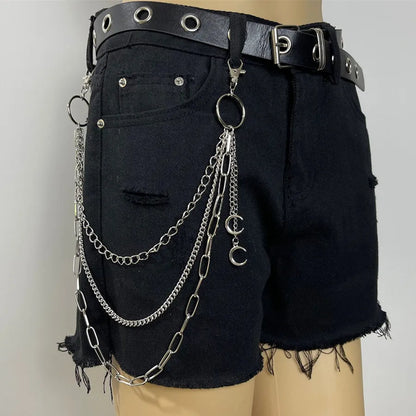 sengpan Hip Hop Vintage Car Jeans Pants Key Chain Ring For Women Men Hip Hop Multilayer Star Tassel Chain Pendant Chain For Bag