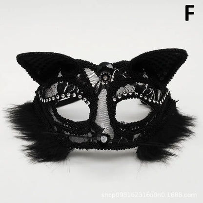 sengpan Halloween Cosplay Sexy Fox Mask Lace Eye Mask Animal Mask Half Face Women Sexy Cat Mask For Couple Masquerade Ball Party Game