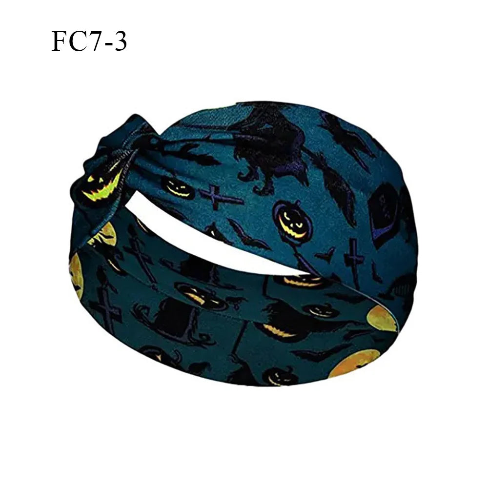 sengpan Halloween Skeleton Turbans Yoga Elastic Head Wrap Women Headband Wide Hairbands Headwear Bandanas Fashion Hair Band YZL05-5