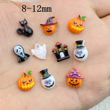 sengpan 50Pcs Cute Resin Mini Cartoon holy halloween cat, ghost series Flat Back Manicure Parts Embellishments For Hair Bows Accessories