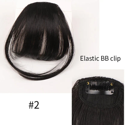 sengpan Synthetic Fake Hair Bangs Hair Clips For Extensions Natural Straigth Black Invisible Wig Women Natural Neat Hair Bang