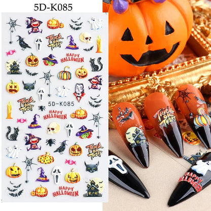 sengpan 5D Halloween Blood Eye Bones Nail Art Horror Eyeball kull Relief Three-Dimensional Nail Stickers for Women&Girl Nail stickers