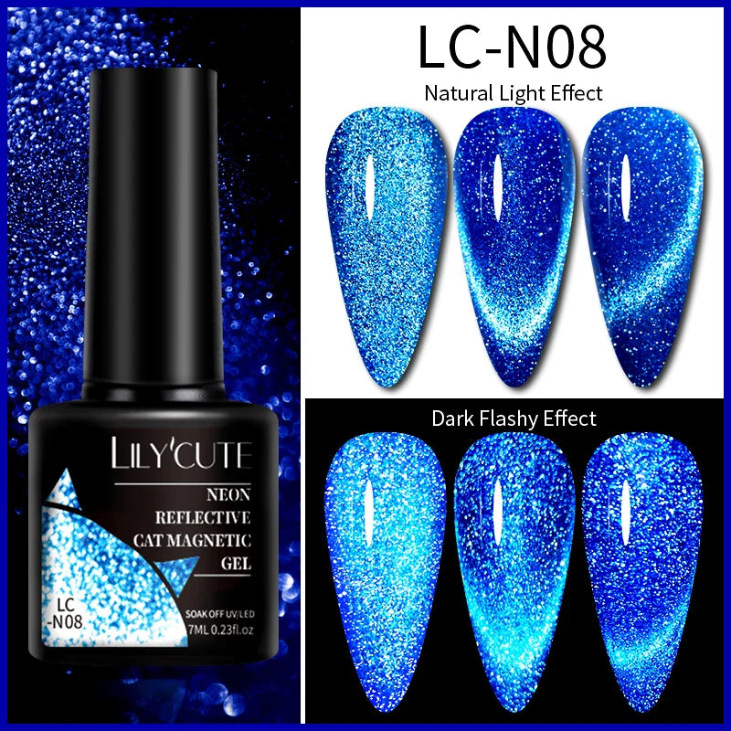 sengpan 7ML Black Crystal Cat Magnetic Gel Sparkling Glitter Gel Nail Polish Semi Permanent UV Gel Nail Art No Need Base Color