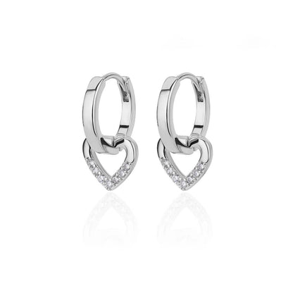 sengpan Vintage Zircon Heart Earrings For Women Stainless Steel Gold Plated Piercing Earring 2023 Trend New Luxury Jewelry aretes mujer