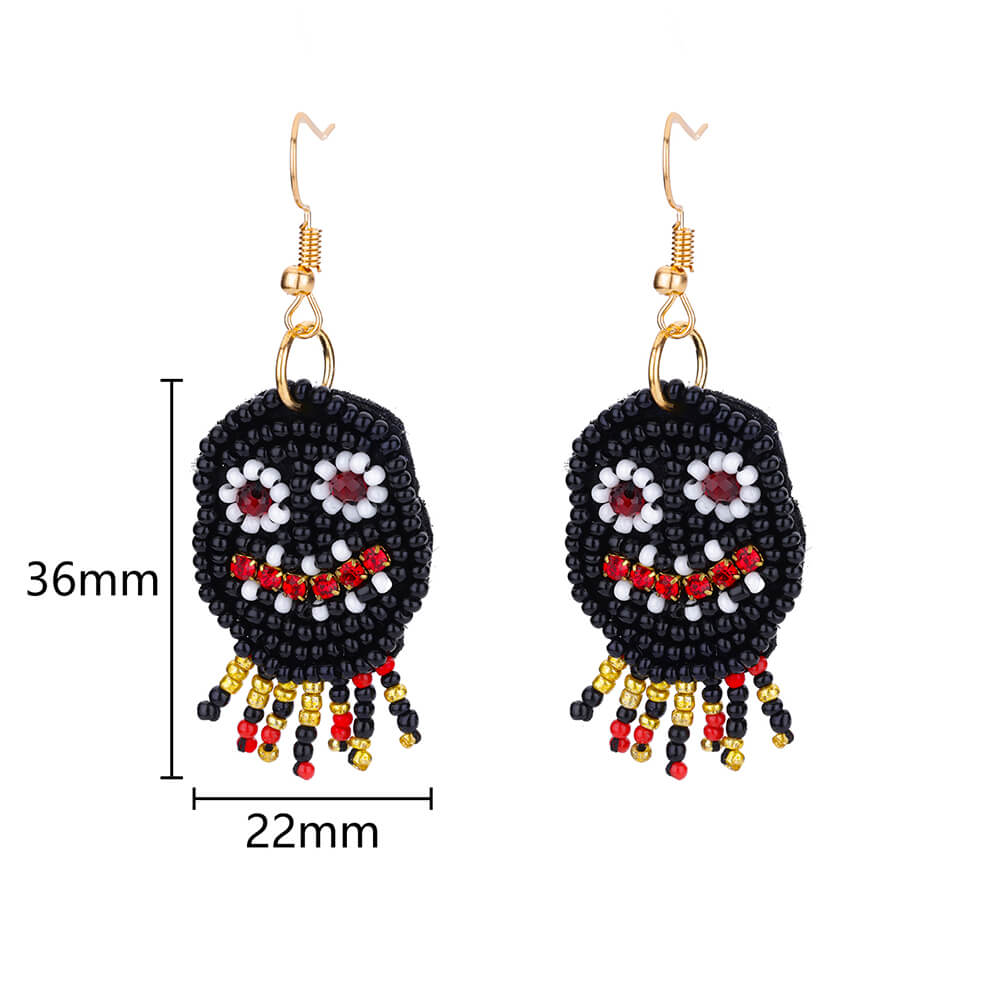 sengpan Halloween Monster Earrings for Women Stainless Steel Black Beading Dangle Drop Earring New in Funny Party Jewelry free shipping