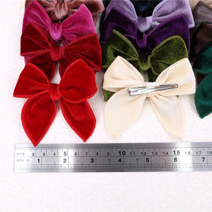 sengpan Small Velvet Fable Bow Hair Clips for Toddler Baby Girl Kids Christmas Velvet Hair Bow Alligator Clips Accessories