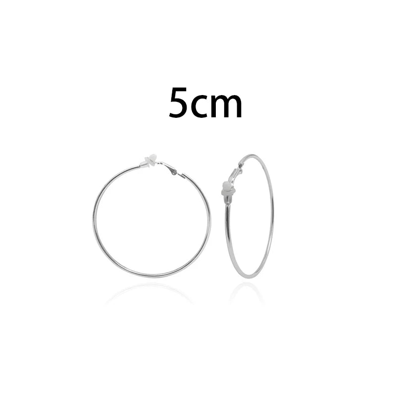 sengpan Round Circle Hoop Earrings Clip Without Piercing Women Gold Silver Stainless Steel Plating Rings Ear Clips Fashion Jewelry Gift