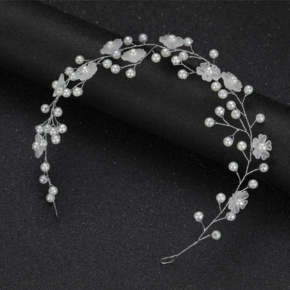 Lianfudai Elegant Women Hair Accessories Bridal Headband Crystal Pearl Hairband Head Ornament Ladies New Hair Jewelry For Wedding