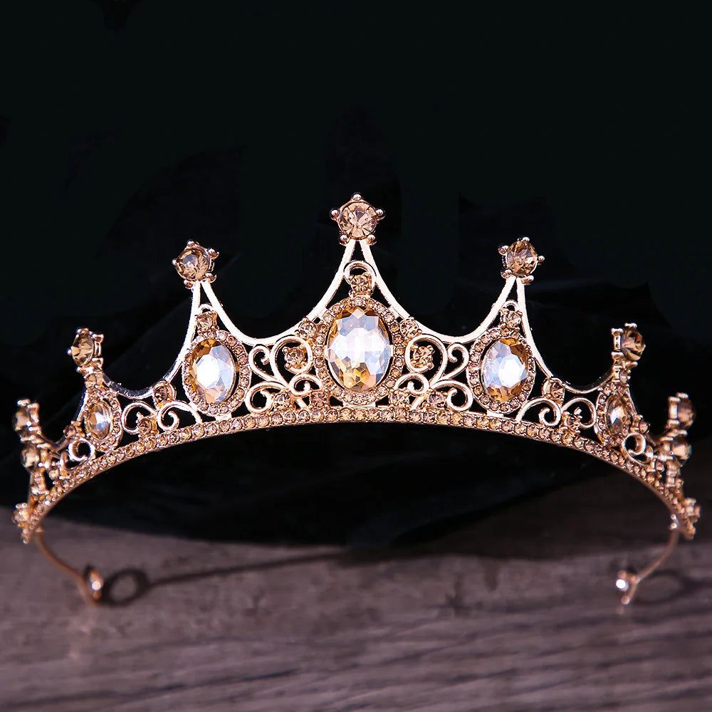 sengpan Baroque Luxury Girls AB Red Green Blue Crystal Bridal Wedding Tiara Crown Bride Queen Headbands Hair Jewelry Accessories