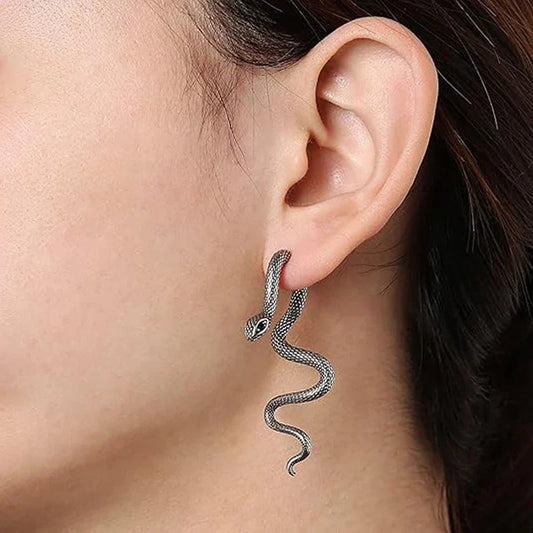 sengpan New Snake Shaped Earrings Detachable Animal Earrings Trendy Personalized Metal Long Snake Earrings Suitable Women Jewelry Gifts