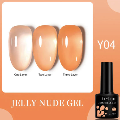 sengpan 7ml Translucent Jelly Amber Gel Nail Polish Brown Coloured Varnish Gel Long Lasting Semi Permanent UV Nail Art Manicure