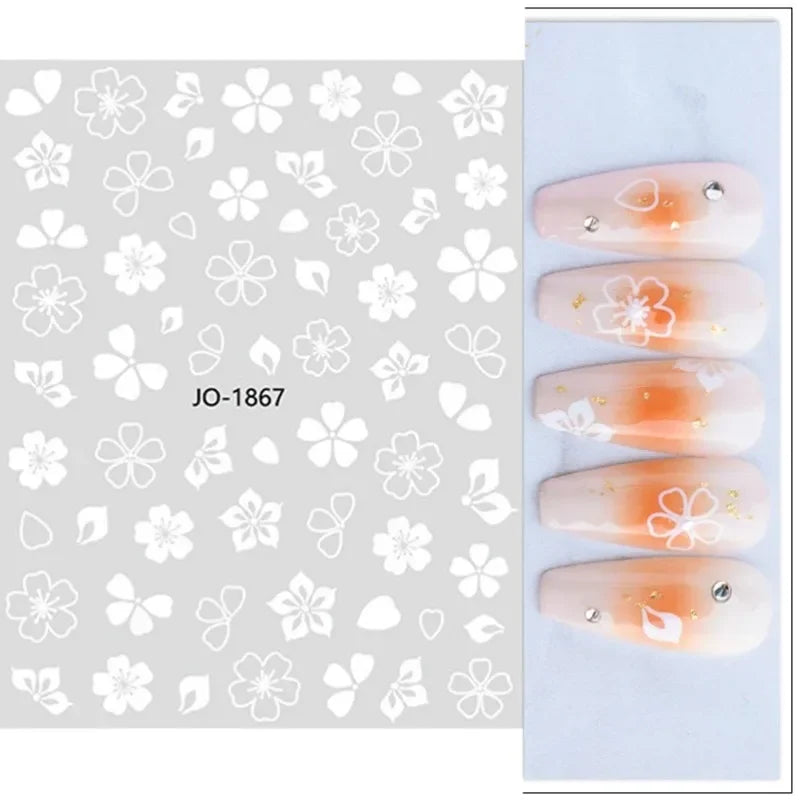 sengpan Simple Flowers 3D Nail Stickers Spring Summer Blossom Floral Tulip Fruit Nail Art Decals Adhesive Sliders Manicure Decorations