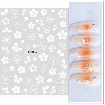 sengpan Simple Flowers 3D Nail Stickers Spring Summer Blossom Floral Tulip Fruit Nail Art Decals Adhesive Sliders Manicure Decorations