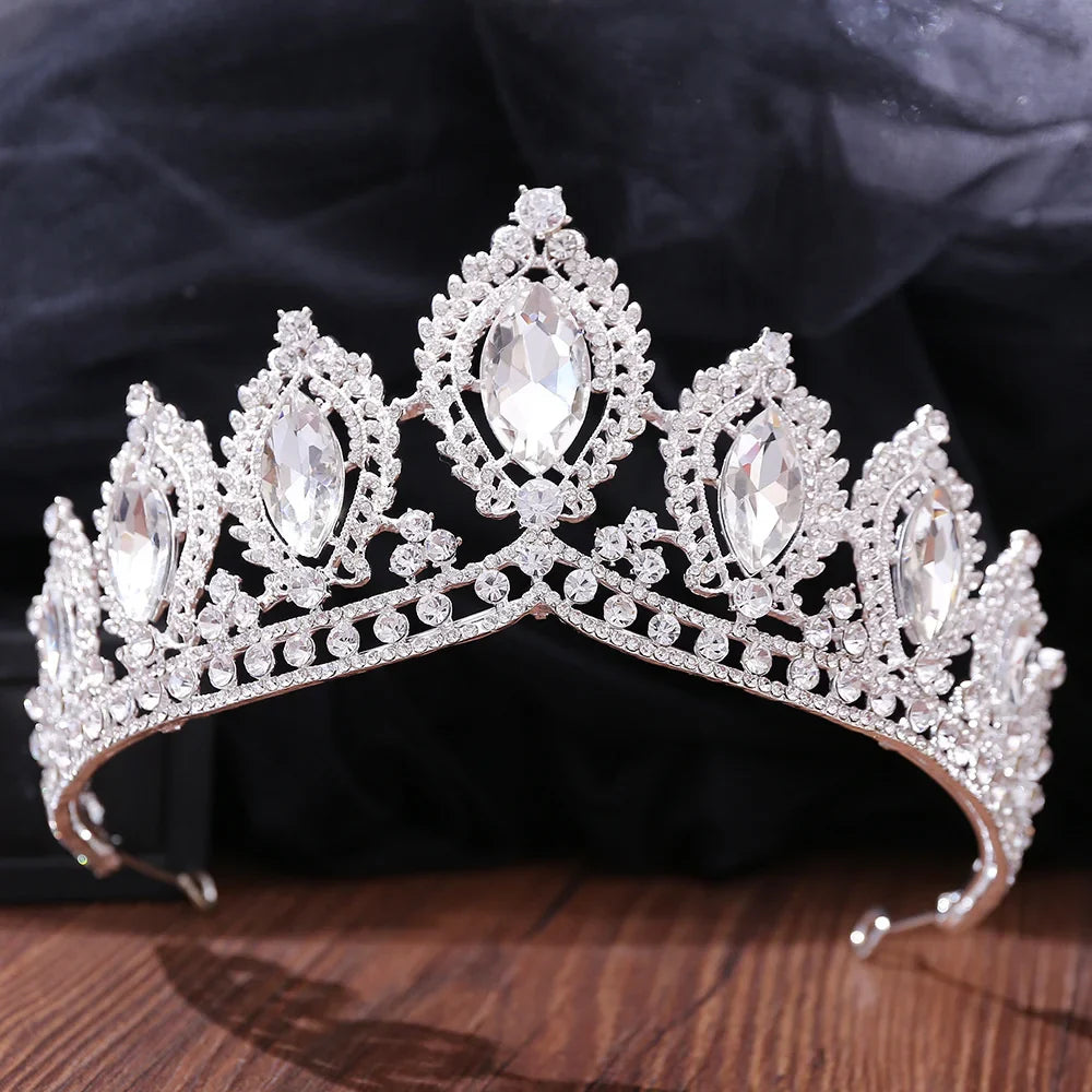 sengpan Bridal Headpiece Wedding Crown Gold Silver Color Rhinestone Crystal Diadem Queen Crown Princess Tiaras Wedding Hair Jewelry