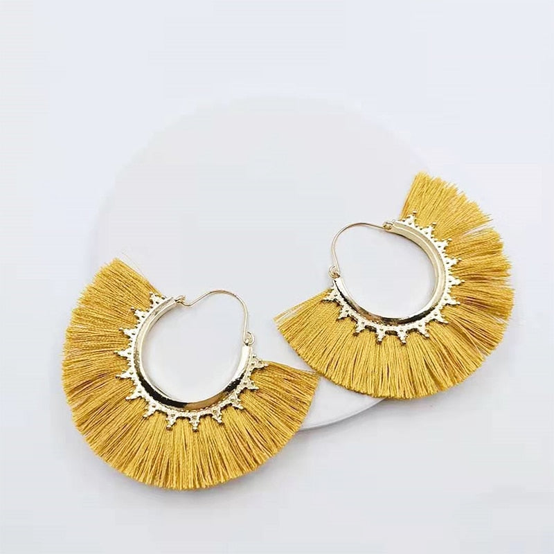 sengpan Round Tassel Earrings for Women Jewelry Drop Dangle Earrings Pendientes Mujer Moda Brincos Party Wedding Statement Earrings