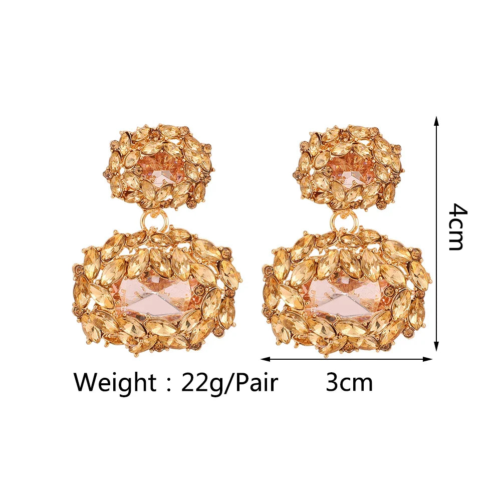 sengpan Vintage Fashion Big Dangle Earrings For Women Charm Luxury Sparkly Crystal Unusual Holiday Ear Ring Party Jewelry Accessories