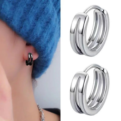 sengpan Punk Men's Stainless Steel Hoop Earrings for Women Hip Hop Circle Earring for Men Earrings Gothic Ear Stud Jewelry Party Gift